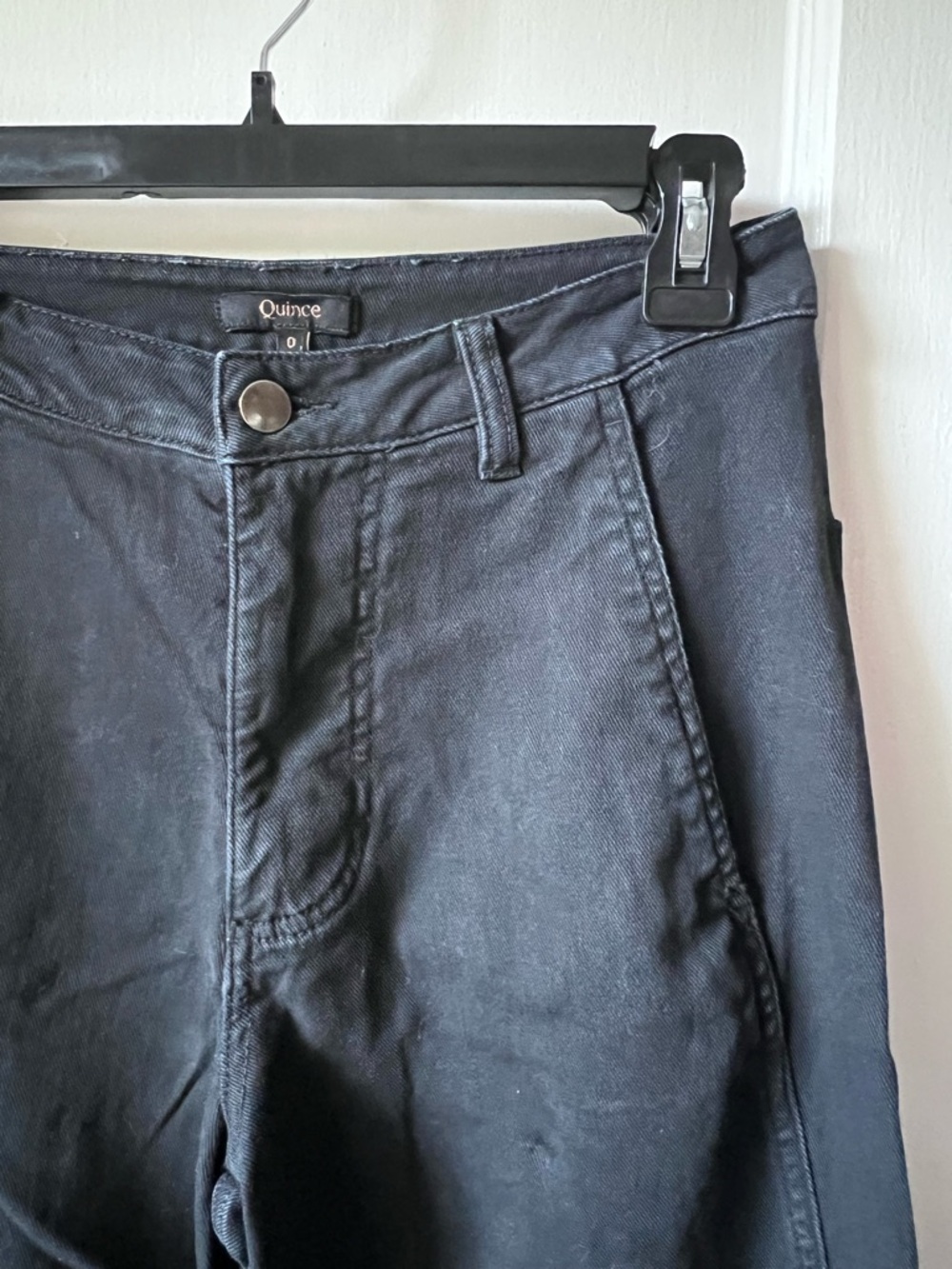 Quince Organic Cotton Twill Barrel Pant Black